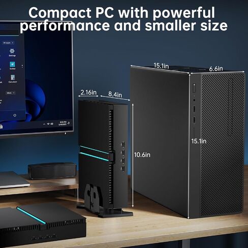 Thdeukoty Mini Gaming Pc Core i9-14900F (حتى 5.8 جيجا هرتز) مع RTX4060Ti، أجهزة كمبيوتر مكتبية صغيرة Win 11 Pro، 64 جيجا DDR5 RAM/1T M.2 SSD/WIFI6E/BT5.3/Dual LAN/USB 3.2/8K HDMI DP، أربع شاشات للعب/التصميم in Kuwait