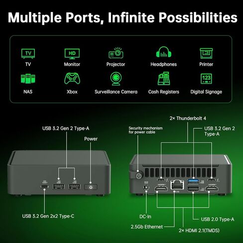 ASUS NUC 15 Pro Mini Desktop Computer, Intel Series 2 Core Ultra 7 255H, 32GB DDR5 RAM, 1TB PCIe SSD, Intel Arc 140T GPU, 8K/Quad 4K HDR, Win 11 Pro, Thunderbolt 4, WiFi 7, for AI & Data Analysis in Saudi Arabia