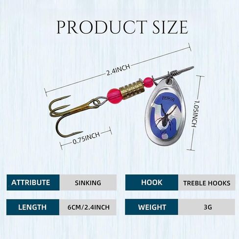 11 Pack Swimming or Jigging Fishing Spinners with Two-Way Spinning Spoons System Rooster Tail Fishing Lures with Flash Copper Body & Blade Freshwater and Saltwater Blade Bait for Bass Walleye Trout in Saudi Arabia