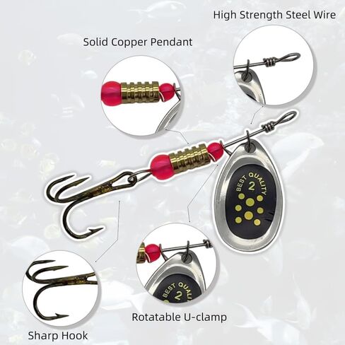 11 Pack Swimming or Jigging Fishing Spinners with Two-Way Spinning Spoons System Rooster Tail Fishing Lures with Flash Copper Body & Blade Freshwater and Saltwater Blade Bait for Bass Walleye Trout in Saudi Arabia