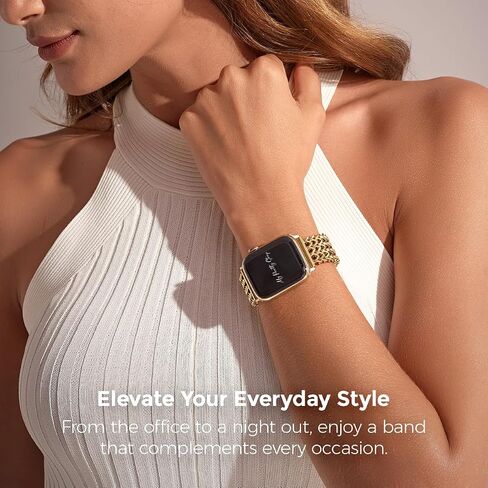 حزام My Pretty - حزام متوافق مع ساعة Apple Watch، حزام بديل من الفولاذ المقاوم للصدأ لساعة iWatch - سهل تغيير الحجم، لا حاجة لأي أداة، يناسب معظم المعصم - السلسلة 1-11، SE وUltra in Kuwait