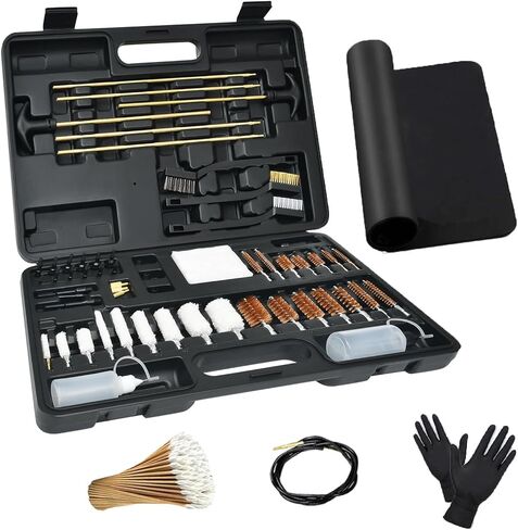 Universal Gun Cleaning Kit of TactiClean for All Caliber Shotguns Rifles and Pistols Cleaning Kit with Brass Rods and Portable Case, Hunting Gun Cleaning Accessories for Men in Saudi Arabia