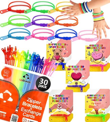 UpBrands 12 حزمة من الأساور ذات السحاب باللون الأصفر مقاس 7 بوصات - هدايا حفلات التململ للأطفال - أساور كبيرة للأطفال - سوار فيدجيت للقلق - مثالي ليوم الصداقة العالمي ويوم اللطف العالمي in Kuwait