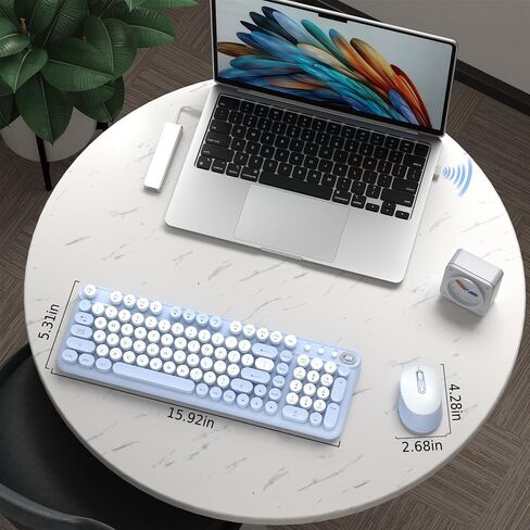 Wireless Keyboard and Mouse Combo, 2.4GHz USB Receiver, Plug and Play, Retro Full Size Typewriter Keyboard and Wireless Mouse for Computer, Laptop, Windows, Mac, and PC (Pink) in Saudi Arabia
