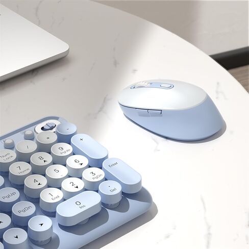 Wireless Keyboard and Mouse Combo, 2.4GHz USB Receiver, Plug and Play, Retro Full Size Typewriter Keyboard and Wireless Mouse for Computer, Laptop, Windows, Mac, and PC (Pink) in Saudi Arabia