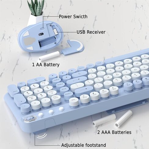 Wireless Keyboard and Mouse Combo, 2.4GHz USB Receiver, Plug and Play, Retro Full Size Typewriter Keyboard and Wireless Mouse for Computer, Laptop, Windows, Mac, and PC (Pink) in Saudi Arabia