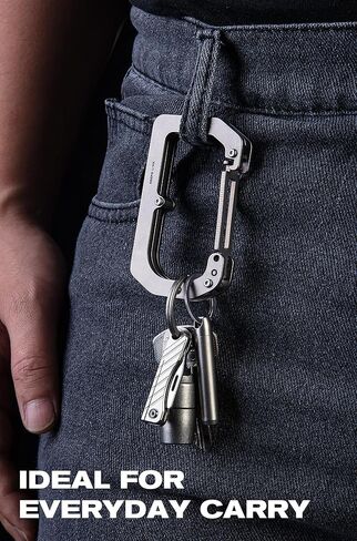 KEEPO LINK 3-in-1 EDC Titanium Carabiner Keychain Clip with Measuring Ruler, 180° Folding Purse Hook for Table & Outdoor Use, OLL01 in Kuwait