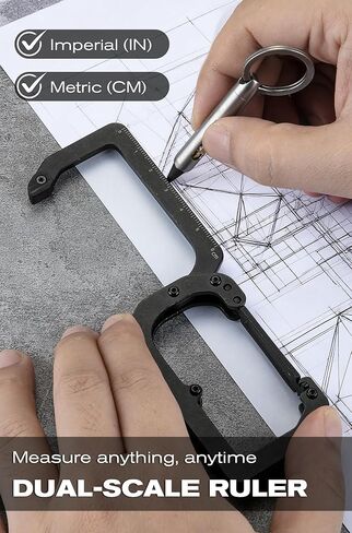 KEEPO LINK 3-in-1 EDC Titanium Carabiner Keychain Clip with Measuring Ruler, 180° Folding Purse Hook for Table & Outdoor Use, OLL01 in Kuwait