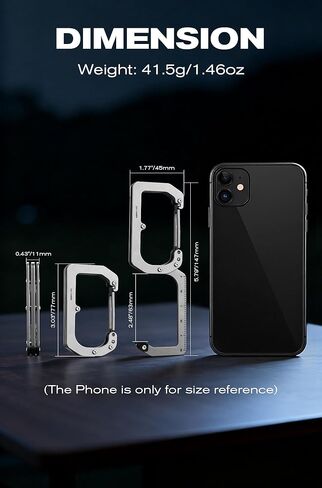 KEEPO LINK 3-in-1 EDC Titanium Carabiner Keychain Clip with Measuring Ruler, 180° Folding Purse Hook for Table & Outdoor Use, OLL01 in Kuwait