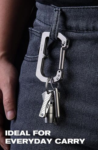 KEEPO LINK 3-in-1 EDC Titanium Carabiner Keychain Clip with Measuring Ruler, 180° Folding Purse Hook for Table & Outdoor Use, OLL01 in Saudi Arabia