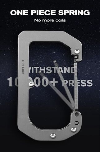 KEEPO LINK 3-in-1 EDC Titanium Carabiner Keychain Clip with Measuring Ruler, 180° Folding Purse Hook for Table & Outdoor Use, OLL01 in Kuwait