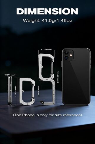 KEEPO LINK 3-in-1 EDC Titanium Carabiner Keychain Clip with Measuring Ruler, 180° Folding Purse Hook for Table & Outdoor Use, OLL01 in Saudi Arabia
