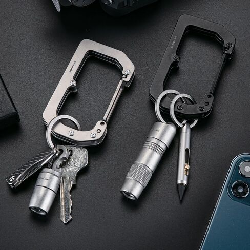 KEEPO LINK 3-in-1 EDC Titanium Carabiner Keychain Clip with Measuring Ruler, 180° Folding Purse Hook for Table & Outdoor Use, OLL01 in Kuwait