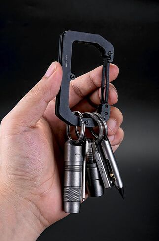 KEEPO LINK 3-in-1 EDC Titanium Carabiner Keychain Clip with Measuring Ruler, 180° Folding Purse Hook for Table & Outdoor Use, OLL01 in Saudi Arabia