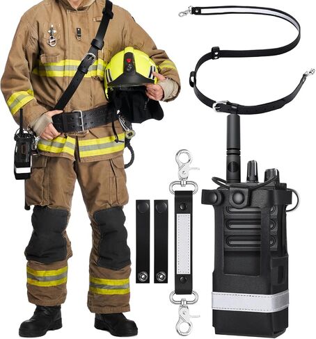 Radio Strap Firefighter Leather Radio Holster Bundle Set Includes Holster, Strap, sway Tape, Cord Keepers for Firefighters EMS EMT Polices (Classic) in Saudi Arabia