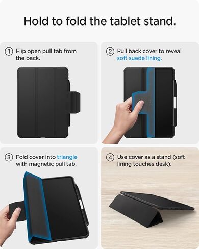 Spigen for Galaxy Tab S11 Ultra Case (2025), Ultra Hybrid Pro Protective Tri-Fold Cover with Transparent Back and S Pen Holder, 14.6 inch, Black in Saudi Arabia