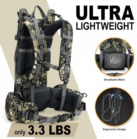 Backpack Frame - Lightweight Aluminum Pack Frame for Backpacking, Hiking, Meat-Hauling, Large Load Hunting Camo in Saudi Arabia