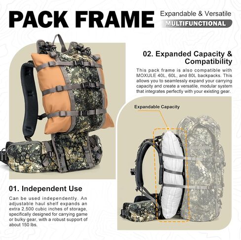 Backpack Frame - Lightweight Aluminum Pack Frame for Backpacking, Hiking, Meat-Hauling, Large Load Hunting Camo in Saudi Arabia