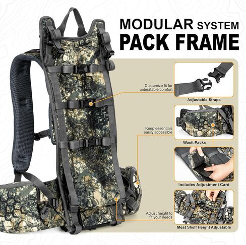 Backpack Frame - Lightweight Aluminum Pack Frame for Backpacking, Hiking, Meat-Hauling, Large Load Hunting Camo in Saudi Arabia