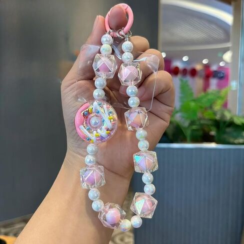 Donut Phone Lanyard Colorful String Color Plating Cell Phone Strap Hand Wrist Strap Keychain (Pink) in Saudi Arabia