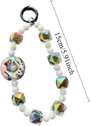 Donut Phone Lanyard Colorful String Color Plating Cell Phone Strap Hand Wrist Strap Keychain (Pink) in Saudi Arabia