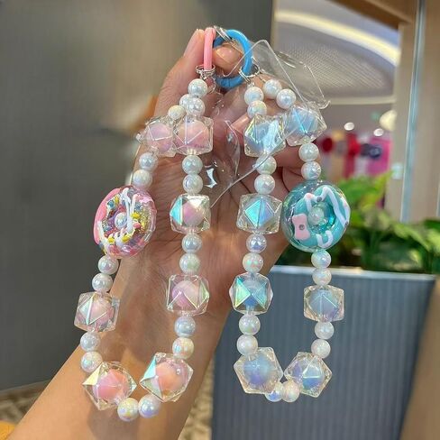 Donut Phone Lanyard Colorful String Color Plating Cell Phone Strap Hand Wrist Strap Keychain (Pink) in Saudi Arabia