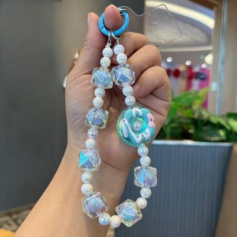 Donut Phone Lanyard Colorful String Color Plating Cell Phone Strap Hand Wrist Strap Keychain (Pink) in Saudi Arabia