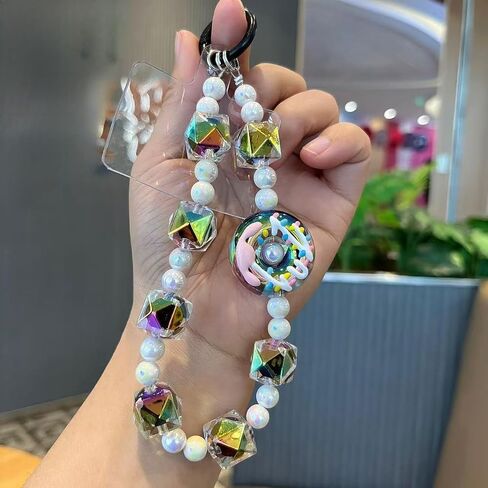 Donut Phone Lanyard Colorful String Color Plating Cell Phone Strap Hand Wrist Strap Keychain (Pink) in Saudi Arabia