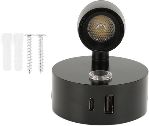 ضوء قراءة RV مع منفذ USB من النوع C ضوء ليلي أزرق 3 ألوان يعتم مصباح قراءة القارب مفتاح لمس مصقول DC12‑24V لغرف نوم RV وكبائن اليخوت والخزائن (أسود) in Saudi Arabia
