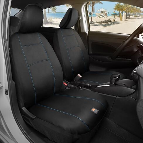 BDK C&C Napa Leatherette 2 Front Seat Covers – Faux Leather Car Seat Protectors for Cars & Trucks – UV-Resistant, Easy to Clean, Universal Fit – Stylish Coastal Design for Summer Car Interior Upgrade in Saudi Arabia