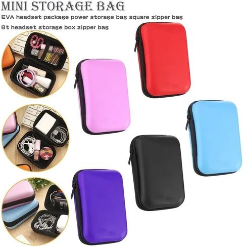 1PC Simple Hard Side Organizer for Cables and Headphones - Portable Minimalist Design, Pink in Saudi Arabia