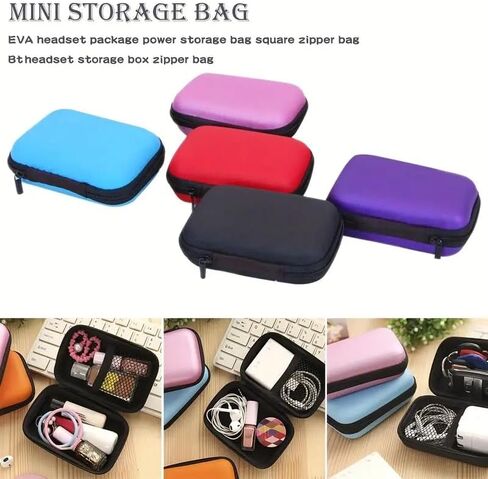 1PC Simple Hard Side Organizer for Cables and Headphones - Portable Minimalist Design, Pink in Saudi Arabia