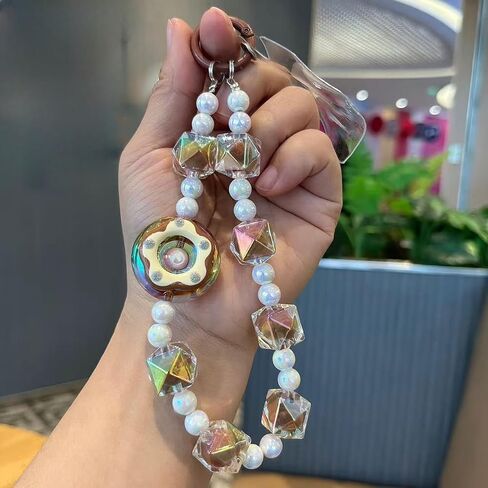 Donut Phone Lanyard Colorful String Color Plating Cell Phone Strap Hand Wrist Strap Keychain (Pink) in Saudi Arabia