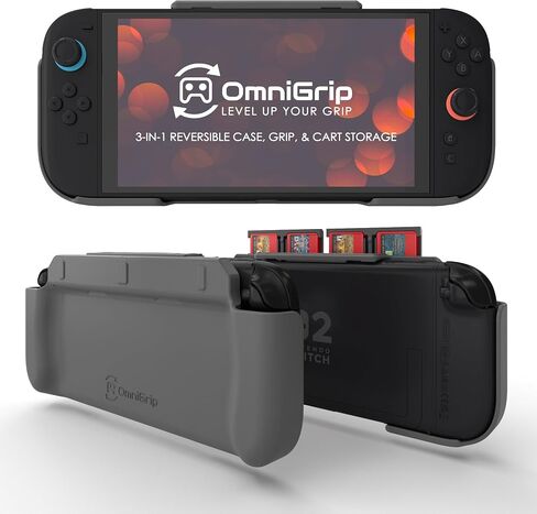 OmniGrip 3-in-1 Reversible Case, Grip, & Cart Storage Accessory Compatible With The Nintendo Switch 2 (Black) in Saudi Arabia