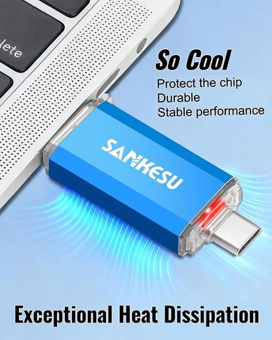 2 حزمة محرك أقراص فلاش USB C سعة 128 جيجابايت بسرعة 120 ميجابايت/ثانية، 3.0 محرك القفز USB-A ونوع C OTG، محرك إبهام مزدوج للكمبيوتر/الكمبيوتر المحمول/الهاتف الخلوي والكمبيوتر اللوحي من النوع C (فضي/أزرق) in Kuwait