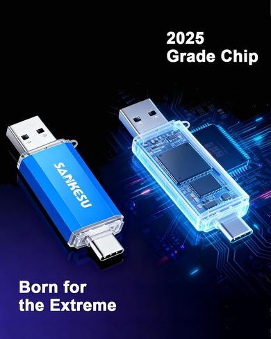 2 حزمة محرك أقراص فلاش USB C سعة 128 جيجابايت بسرعة 120 ميجابايت/ثانية، 3.0 محرك القفز USB-A ونوع C OTG، محرك إبهام مزدوج للكمبيوتر/الكمبيوتر المحمول/الهاتف الخلوي والكمبيوتر اللوحي من النوع C (فضي/أزرق) in Kuwait