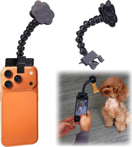 أداة سيلفي للحيوانات الأليفة، مشبك حلوى سيلفي للكلاب، حامل حلوى سيلفي للكلاب والقطط، أداة كاميرا ذات عدسة تبدو للكلاب، عصا سيلفي عالمية للحيوانات الأليفة مع دوران 360 درجة لقضبان سيلفي للحيوانات الأليفة ودعامات التصوير (أسود) in Kuwait