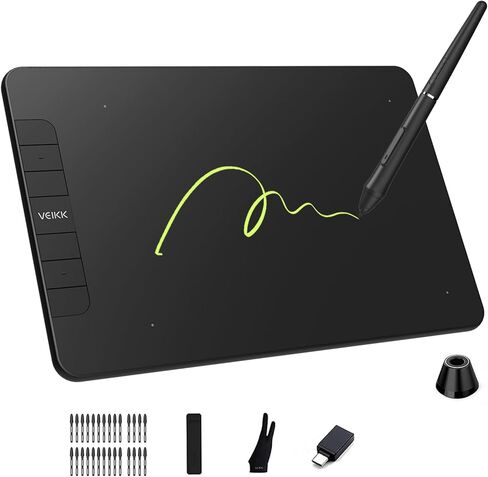 تابلت الرسم VEIKK VK640، تابلت الرسم الرقمي 6x4 بوصة مع قلم خالٍ من البطارية (8192 مستوى ضغط)، 6 مفاتيح اختصار، تابلت قلم للرسم والتصميم والتعليم والعمل مع أجهزة Mac والكمبيوتر الشخصي والهواتف المحمولة in Saudi Arabia