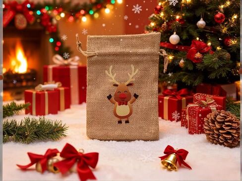 36 Pack Small Christmas Buffalo Plaid Gift Bags, Tiny Christmas Burlap Candy Bag with Drawstring for Xmas Stocking Stuffers, 9 Style Christmas Tree, Snowman, Santa Claus, Elk, Bell, Stocking etc in Kuwait