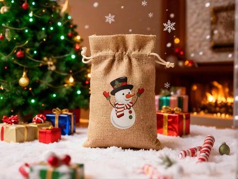 36 Pack Small Christmas Buffalo Plaid Gift Bags, Tiny Christmas Burlap Candy Bag with Drawstring for Xmas Stocking Stuffers, 9 Style Christmas Tree, Snowman, Santa Claus, Elk, Bell, Stocking etc in Kuwait