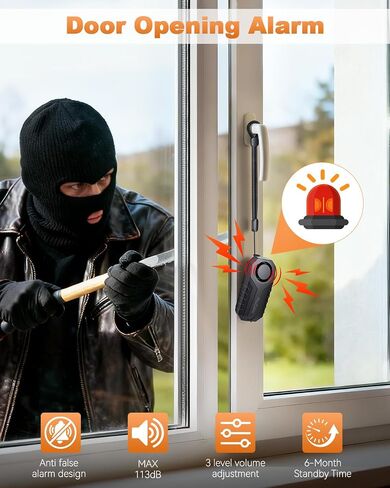 منبه بمقبض الباب، منبه للباب لأمن المنزل ومضاد للسرقة مع منبه محمول يعمل بالاهتزاز بقوة 113 ديسيبل - مثالي للأطفال والأطفال الصغار وكبار السن والفندق والسفر وغرفة النوم in Saudi Arabia