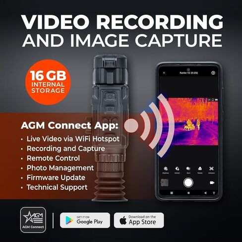 نطاق التصوير الحراري AGM Global Vision Rattler V2 للصيد، دقة عالية مع بصريات حرارية عالية الحساسية، مقاوم للماء ومتين، يتضمن أهدافًا حرارية وقطعة قماش للتنظيف in Kuwait
