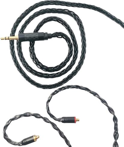 كابل بديل لسماعات الأذن HiFi 8 كور مطلي بالفضة والنحاس لسماعات Shure SE315 SE846 SE425 TIN Audio T2 Pro T3 (أسود، MMCX 4.4 مم) in Saudi Arabia