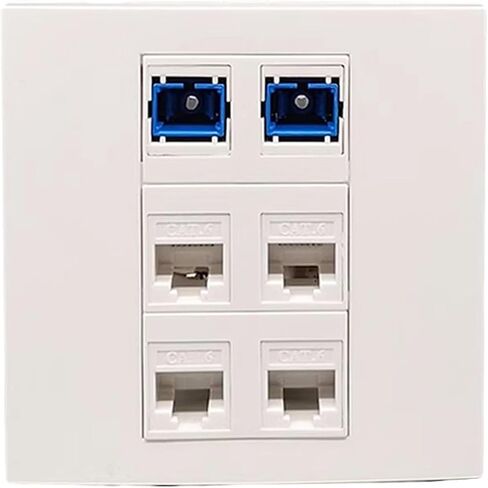4-Prong CAT6 RJ45 إيثرنت LAN موصل لوحة الحائط 86x86 مللي متر مع 2 منافذ SC UPC الألياف SC-SC لوحة الشبكة الإناث in Kuwait