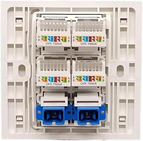 4-Prong CAT6 RJ45 إيثرنت LAN موصل لوحة الحائط 86x86 مللي متر مع 2 منافذ SC UPC الألياف SC-SC لوحة الشبكة الإناث in Kuwait