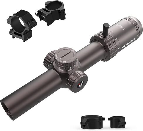 VICTOPTICS 1-6x24 30 مم أنبوب المستوى البؤري الثاني Riflescope مضيئة باللونين الأحمر والأخضر MIL شبكاني LPVO نطاق بندقية صفر إعادة ضبط قفل البرج مع حلقات نطاق ويفر للصيد التنافسي التكتيكي in Kuwait