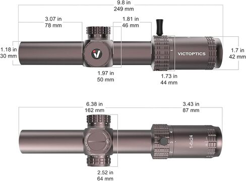 VICTOPTICS 1-6x24 30 مم أنبوب المستوى البؤري الثاني Riflescope مضيئة باللونين الأحمر والأخضر MIL شبكاني LPVO نطاق بندقية صفر إعادة ضبط قفل البرج مع حلقات نطاق ويفر للصيد التنافسي التكتيكي in Kuwait