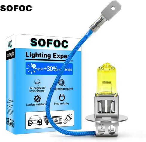 SOFOC-H1 P14.5S لمبة مصابيح الضباب عالية/منخفضة الشعاع مصابيح فائقة السطوع استبدال 12 فولت 100 واط أبيض 6000 كيلو 2 قطعة in Kuwait