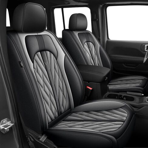أغطية مقاعد السيارة من AOMSAZTO مناسبة تمامًا لسيارة Jeep Gladiator 2020-2024 2025 مجموعة كاملة من أغطية مقاعد جلدية مقاومة للماء للشاحنة (أسود) in Kuwait