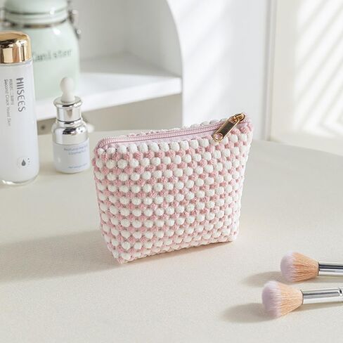 Women's Makeup Bag, Velvet Corduroy Makeup Bag, Elegant Clutch, Lipstick Organizer, Suitable for Travel, Parties, and Everyday Use. in Saudi Arabia